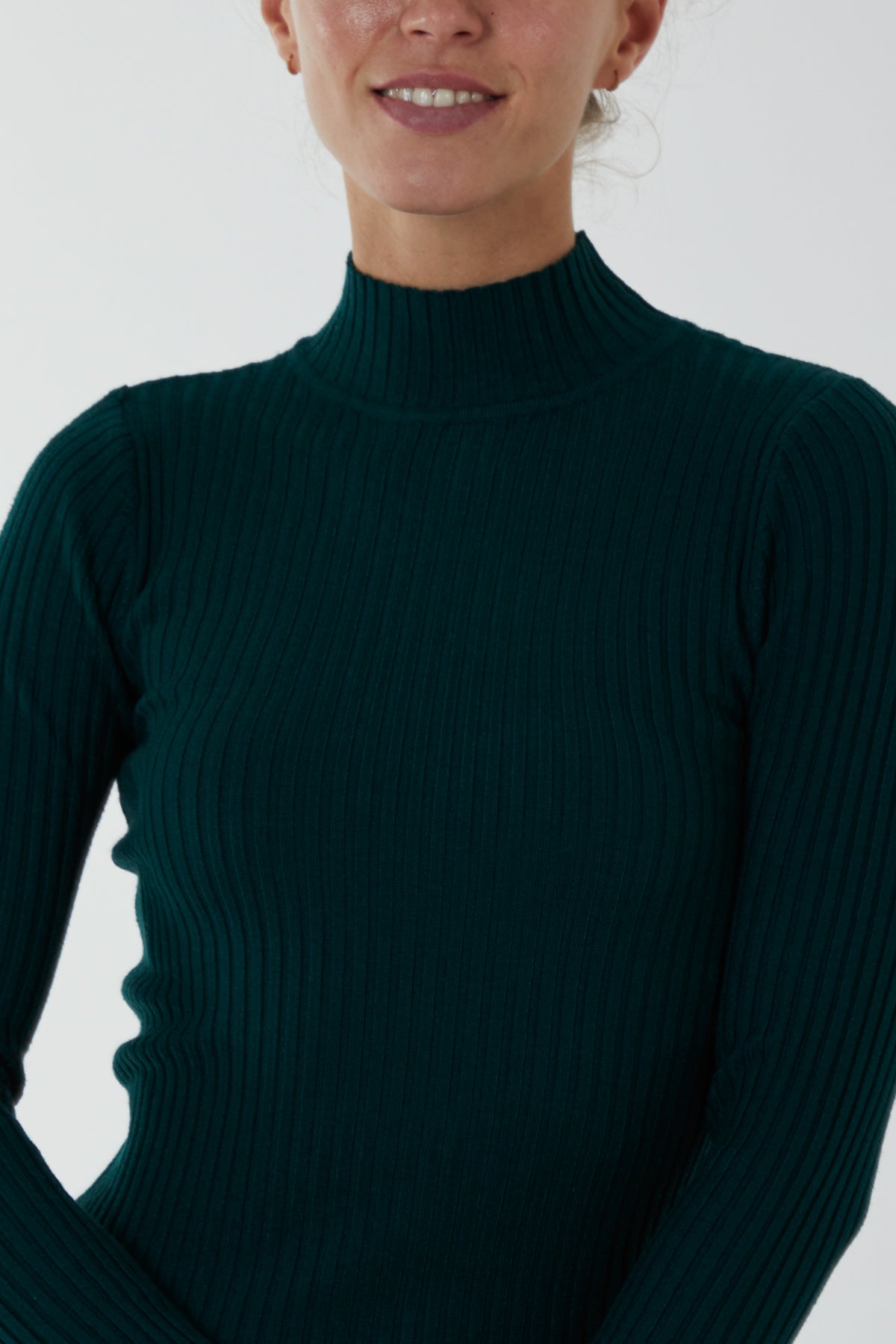 Turtleneck Ribbed Bodycon Dress