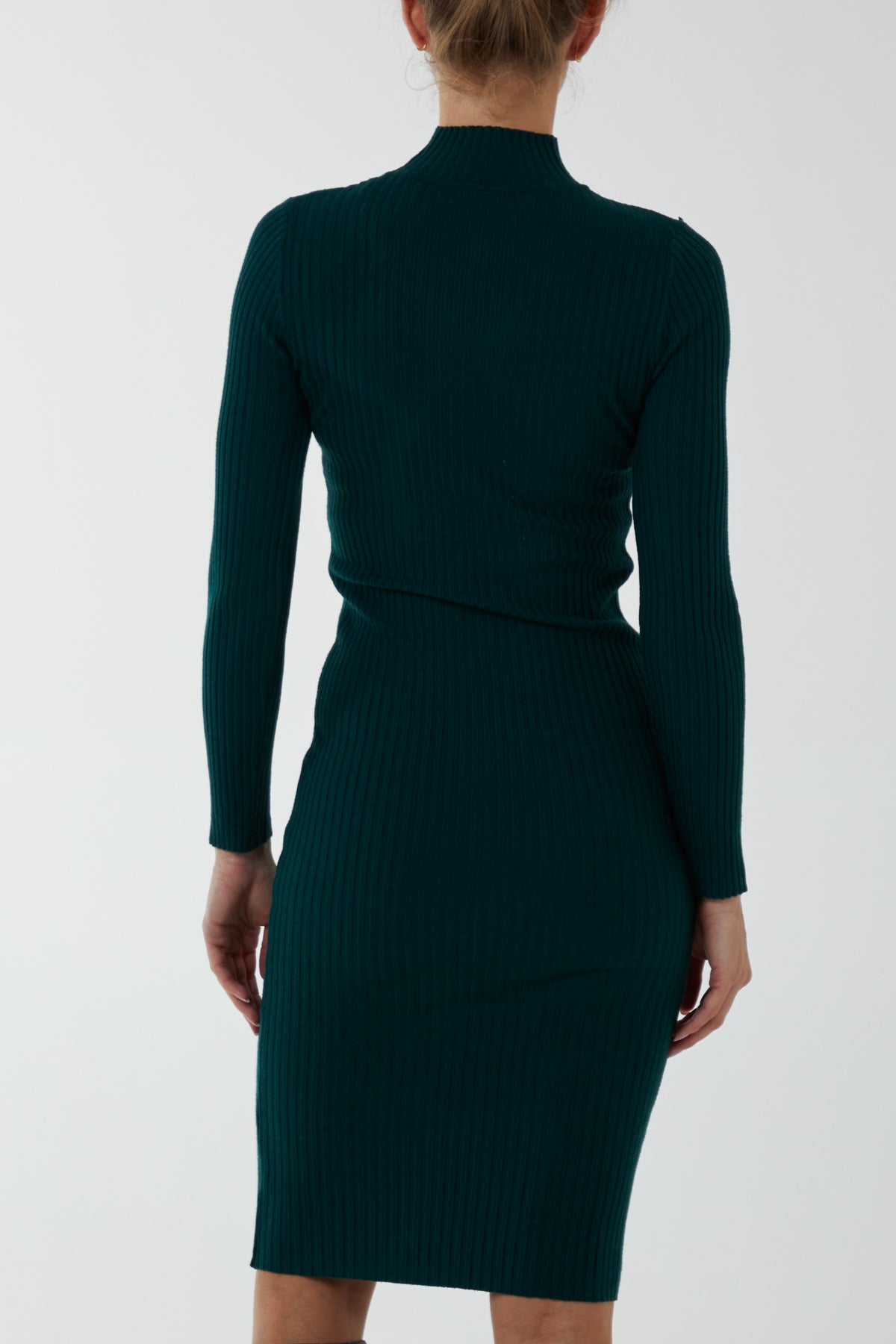 Turtleneck Ribbed Bodycon Dress