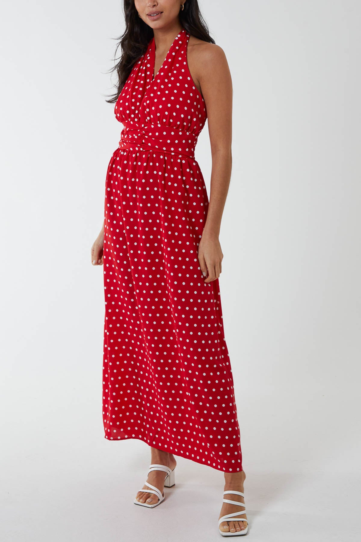 Polka dot belted dress best sale