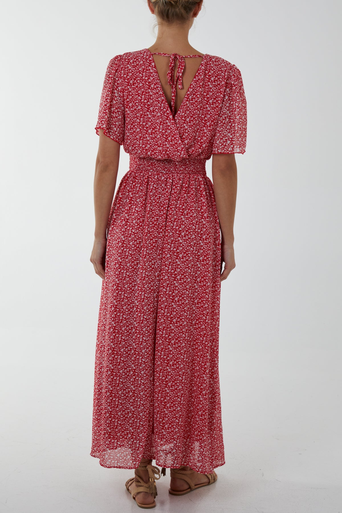 Ditsy Floral Shirred Waist Maxi Dress