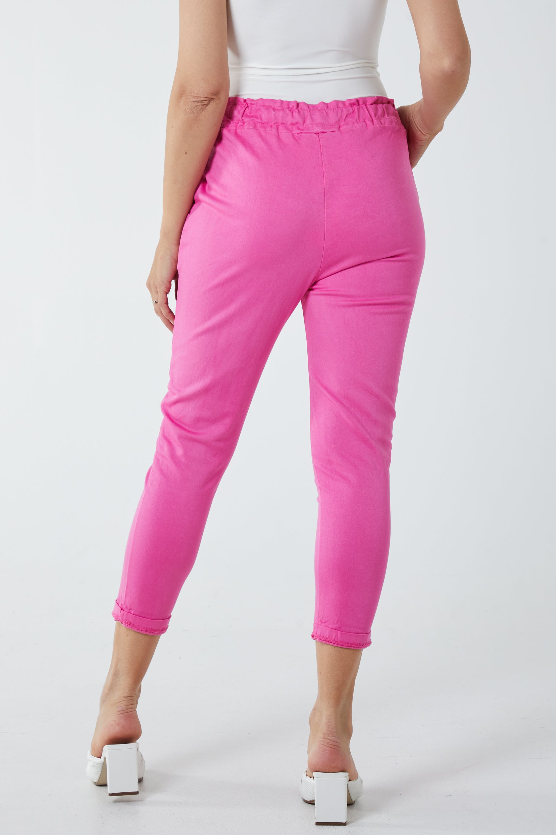 Glitter Drawstring Pocket Panel Trousers