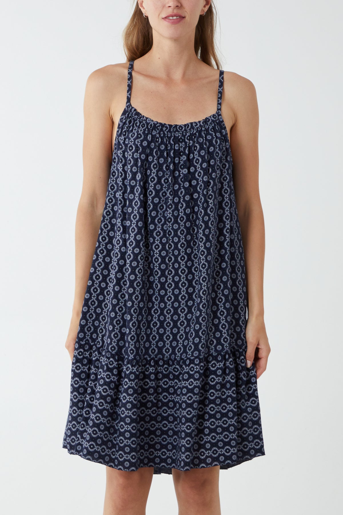 Cami Strap Mosaic Tiered Dress