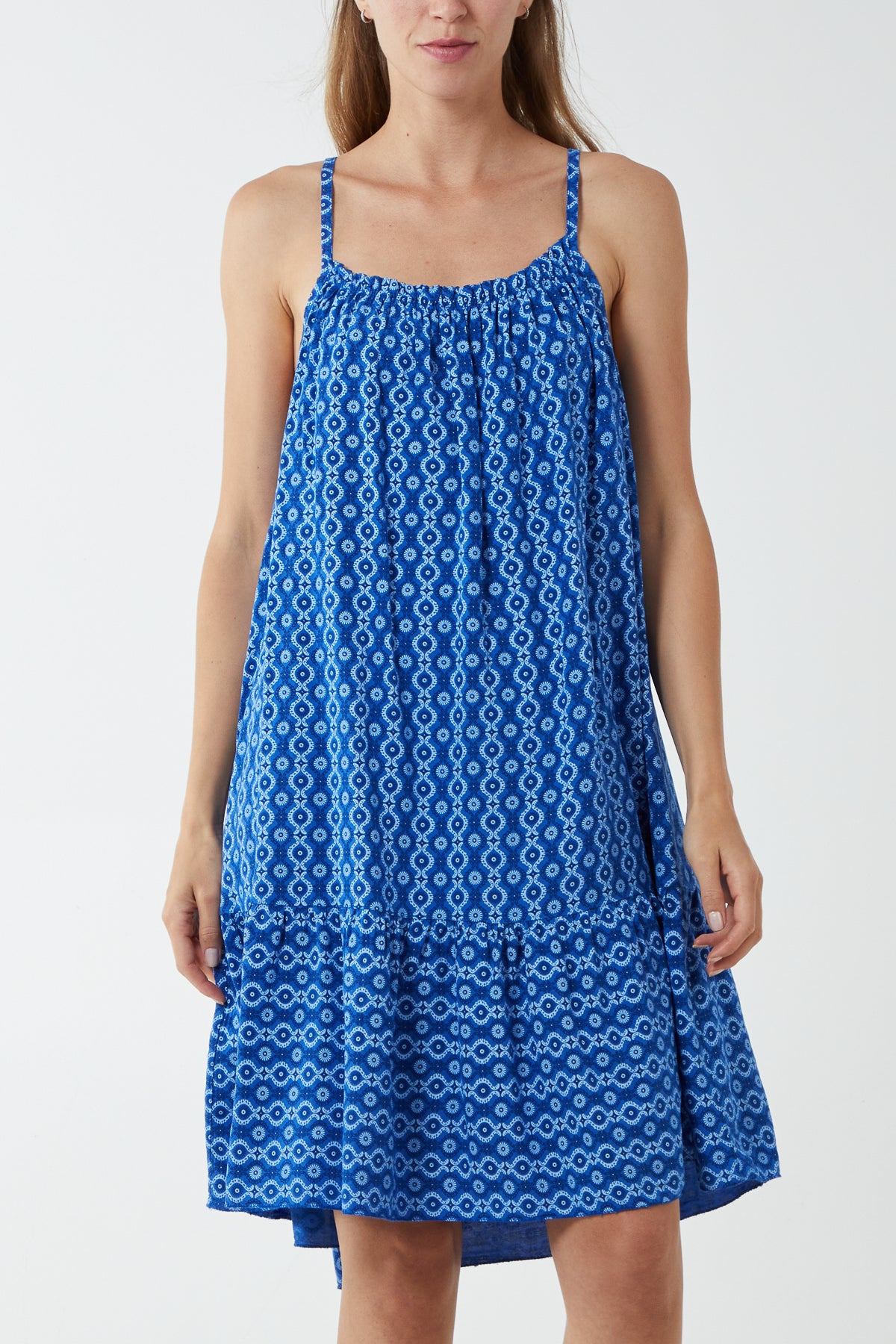 Cami Strap Mosaic Tiered Dress
