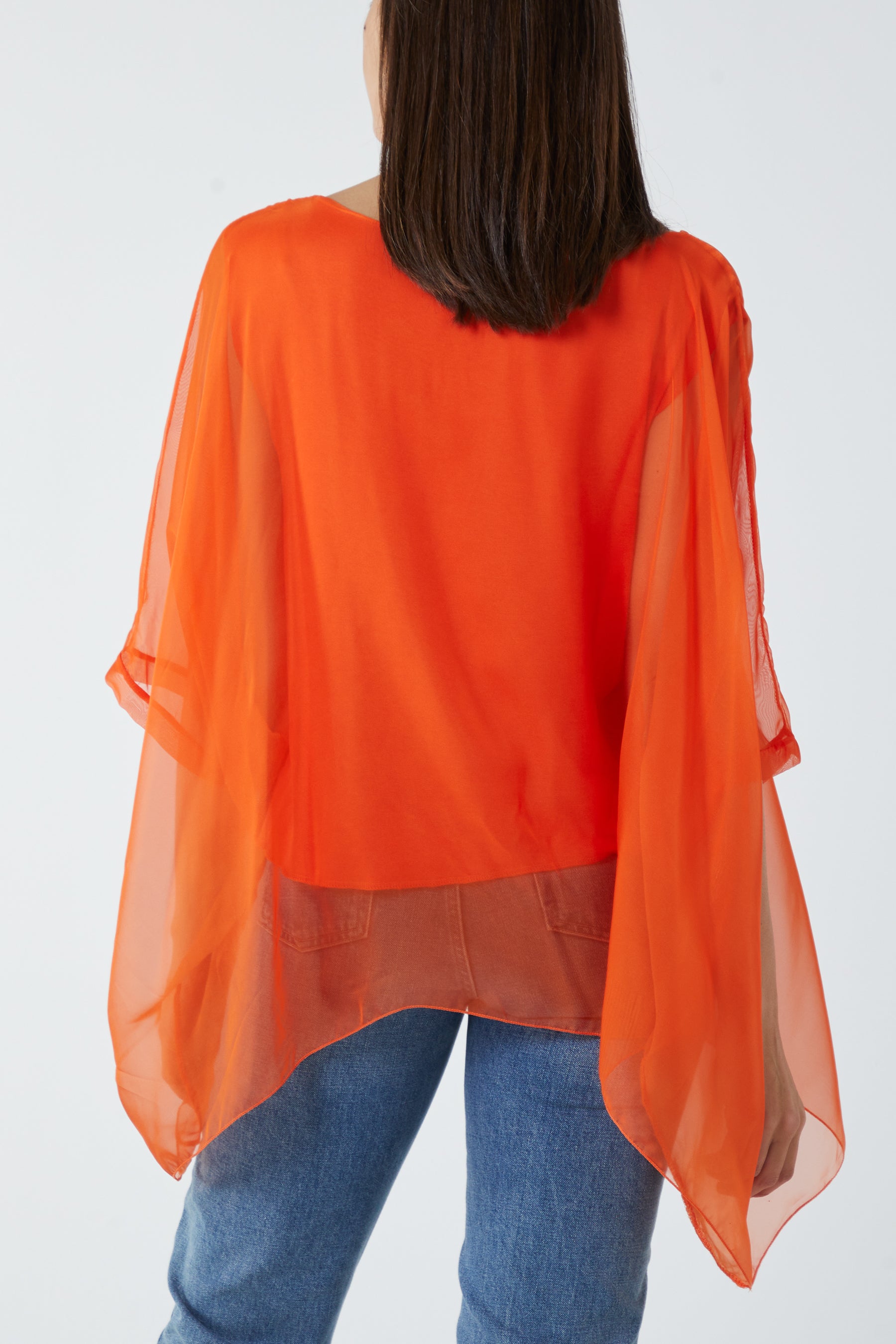 Lightweight Round Neck Sheer Blouse