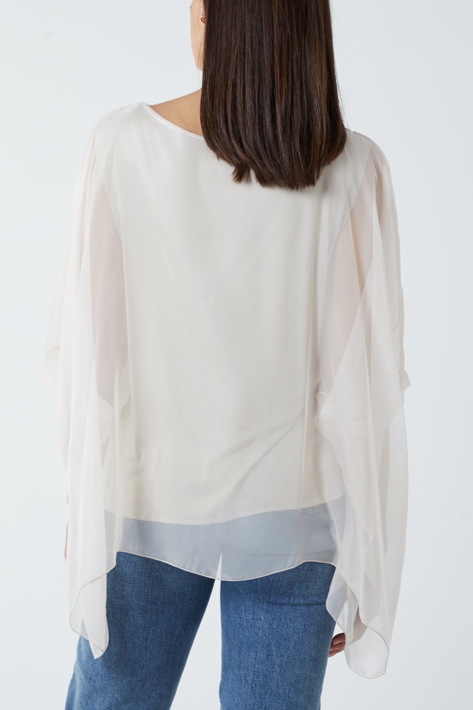 Lightweight Round Neck Sheer Blouse