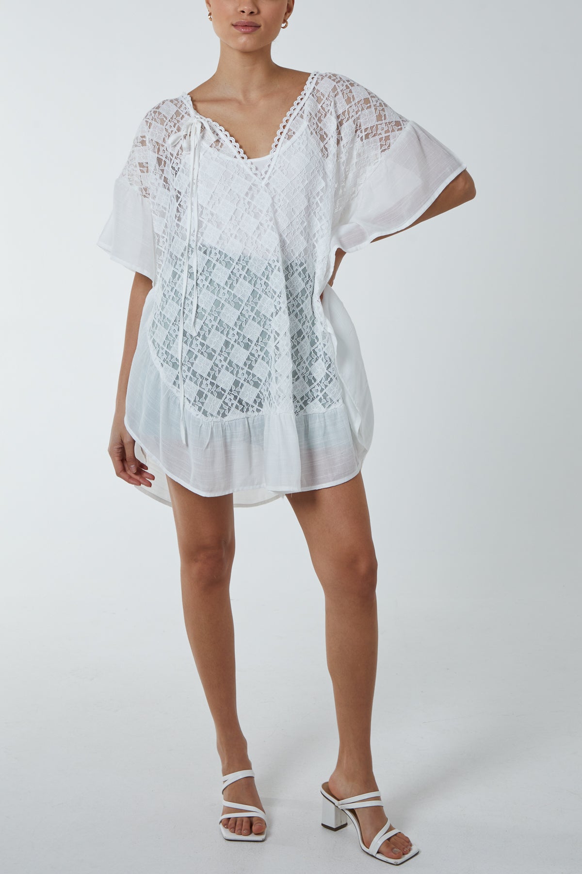 Broderie Frill Detail Kimono
