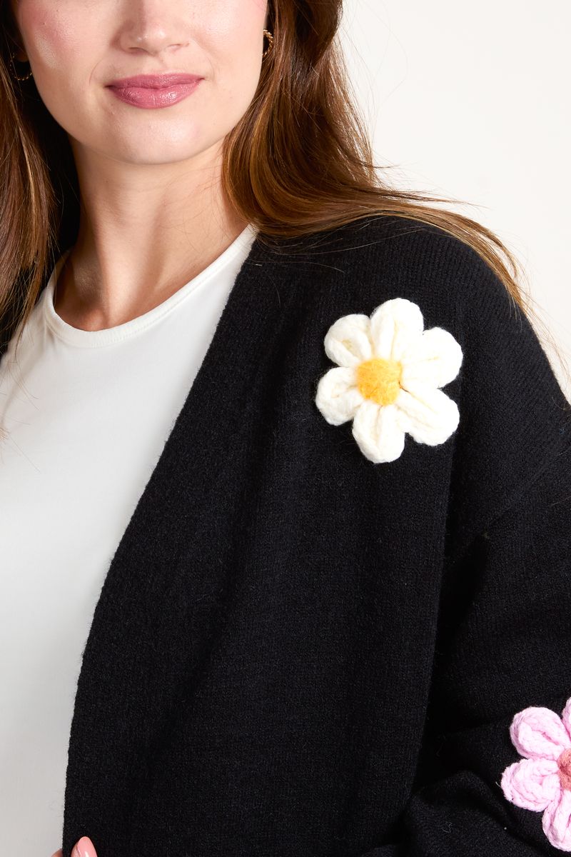 Multi-Coloured Flower Knit Cardigan