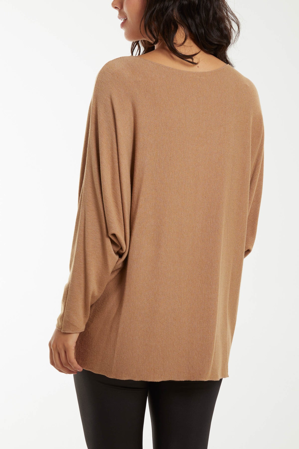 Round Neck Batwing Fine Knit Jumper