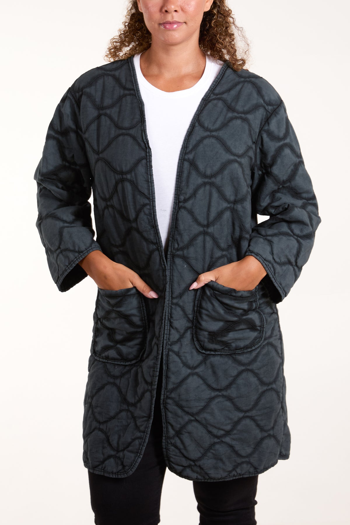 Quilted Longline Pocket Jacket