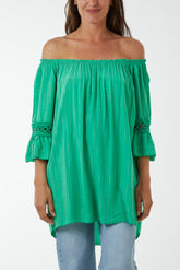 Metallic Stripe Bardot Top