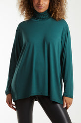 Long Sleeve Frill Turtle Neck Top