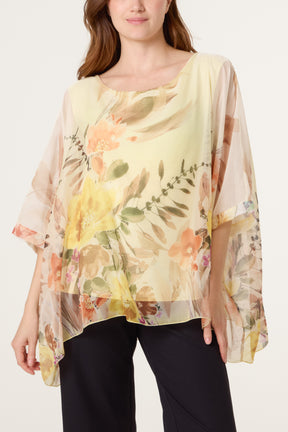 Floral Chiffon Tunic Blouse
