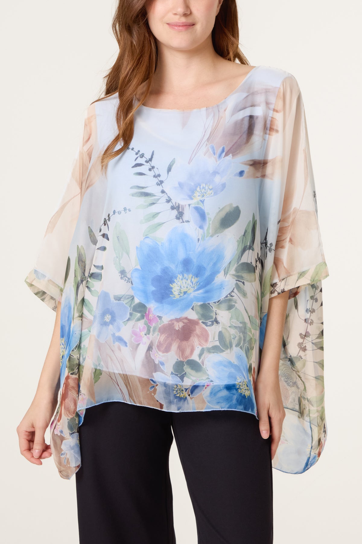 Floral Chiffon Tunic Blouse