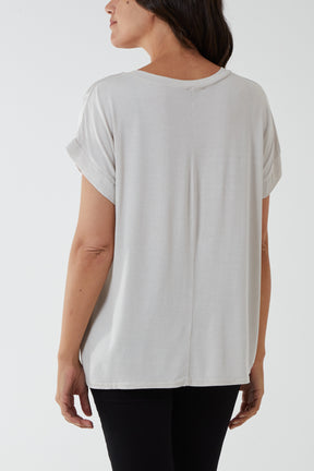 V-Neck Satin Feel T-Shirt