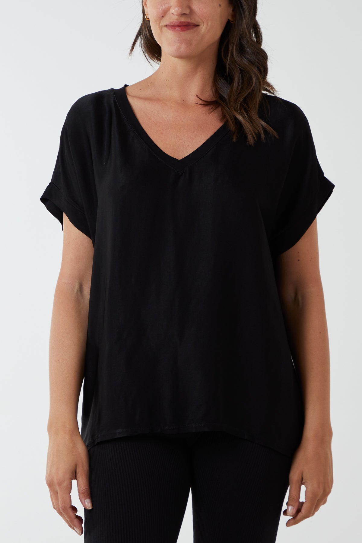 V-Neck Satin Feel T-Shirt