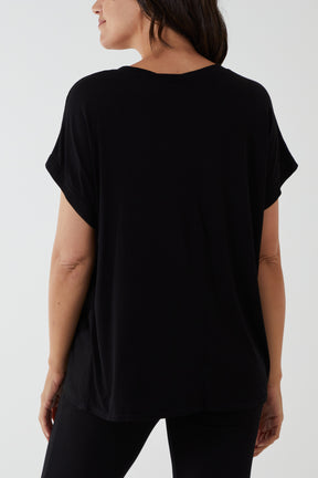 V-Neck Satin Feel T-Shirt