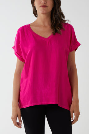 V-Neck Satin Feel T-Shirt