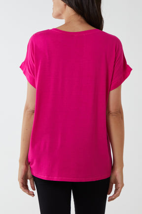 V-Neck Satin Feel T-Shirt