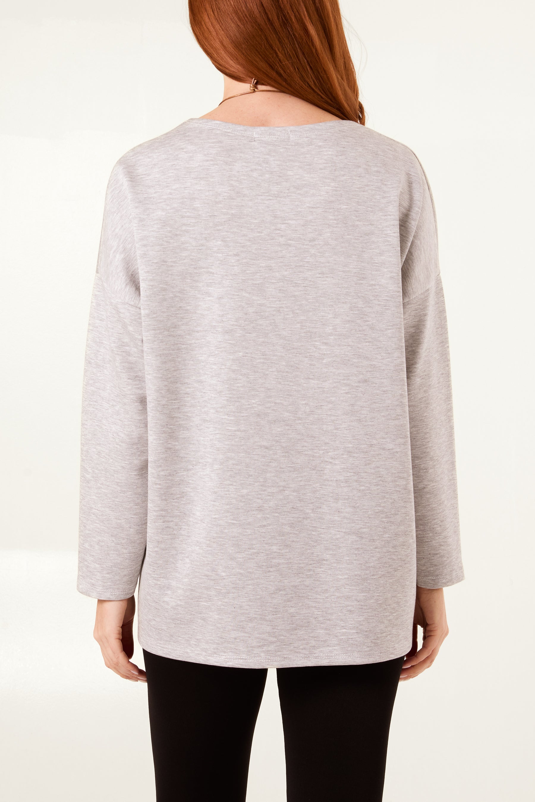 Necklace Round Neck Soft Touch Sweatshirt