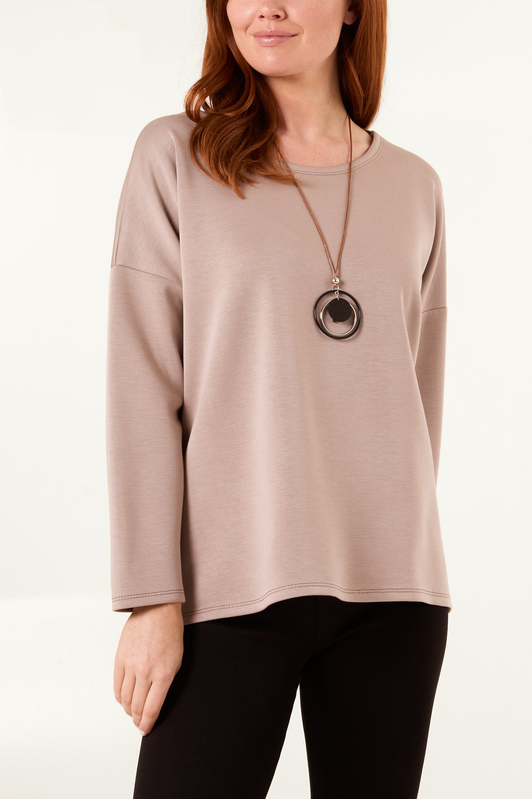 Necklace Round Neck Soft Touch Sweatshirt