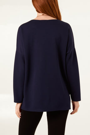 Necklace Round Neck Soft Touch Sweatshirt