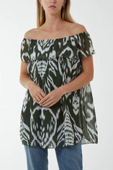 Aztec Print Bardot Top