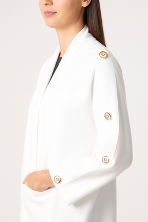 Button Sleeve Open Front Cardigan