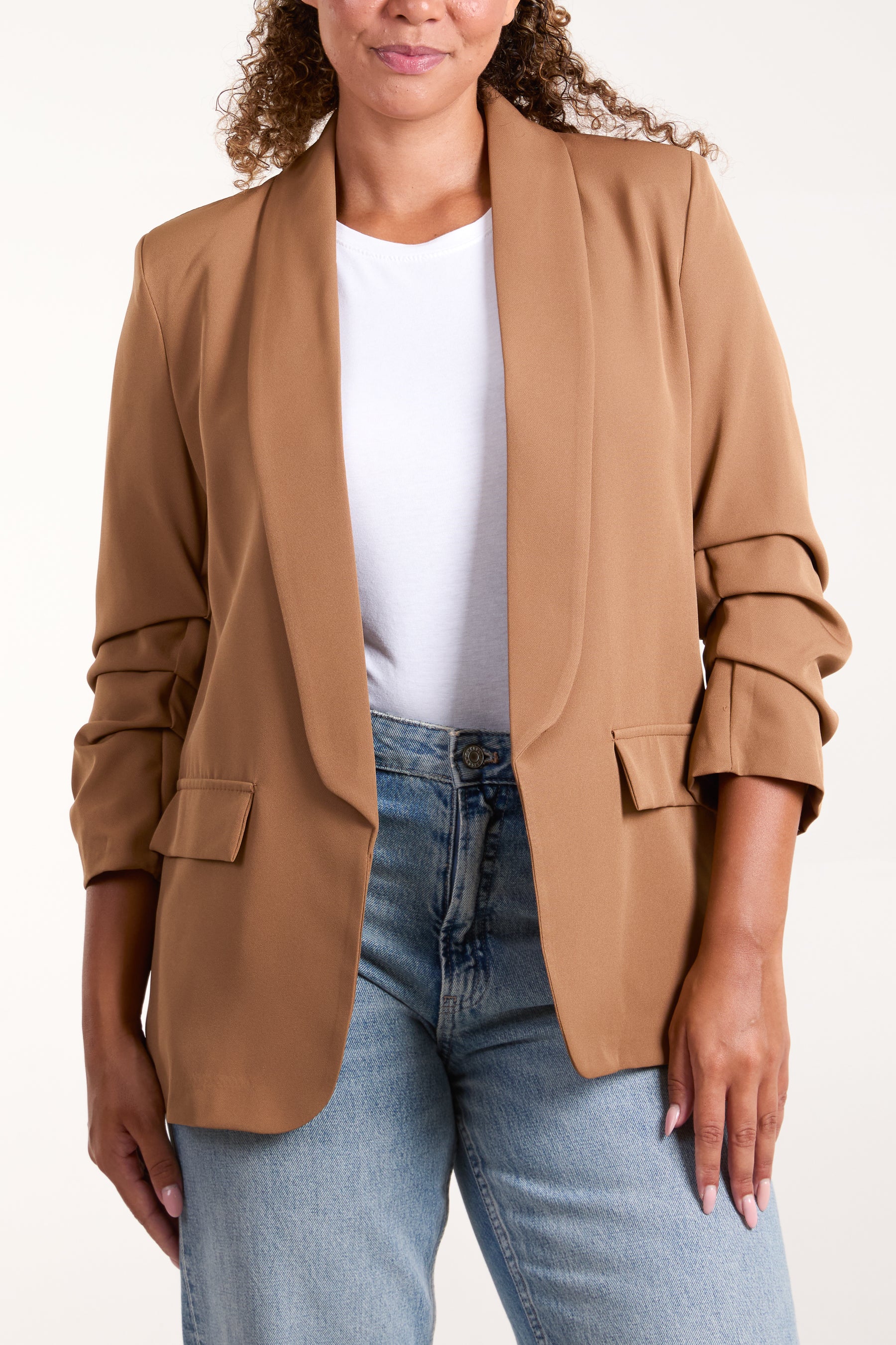 Ruched Sleeve Blazer