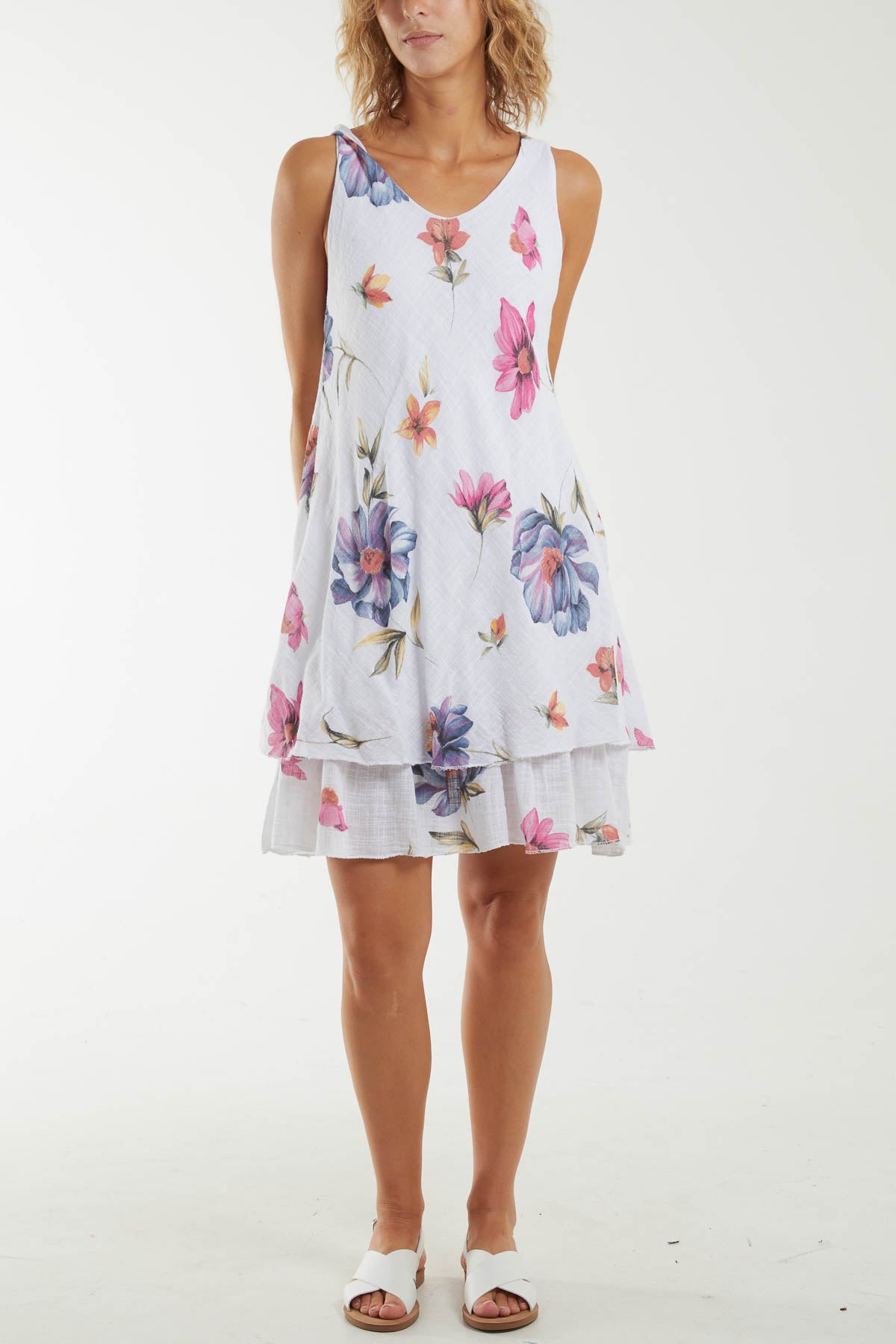 Floral Double Layer Sleeveless Dress