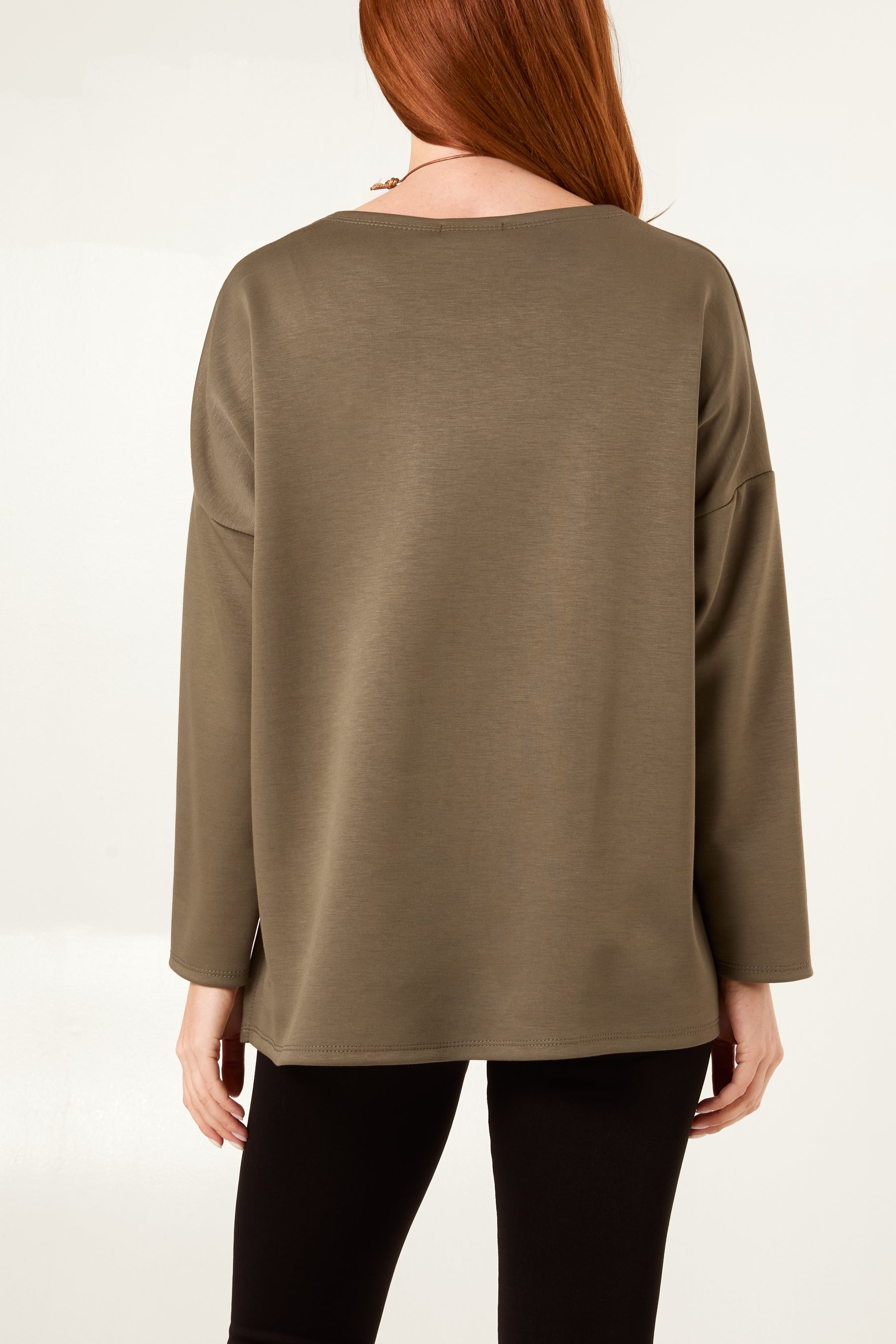 Necklace Round Neck Soft Touch Sweatshirt