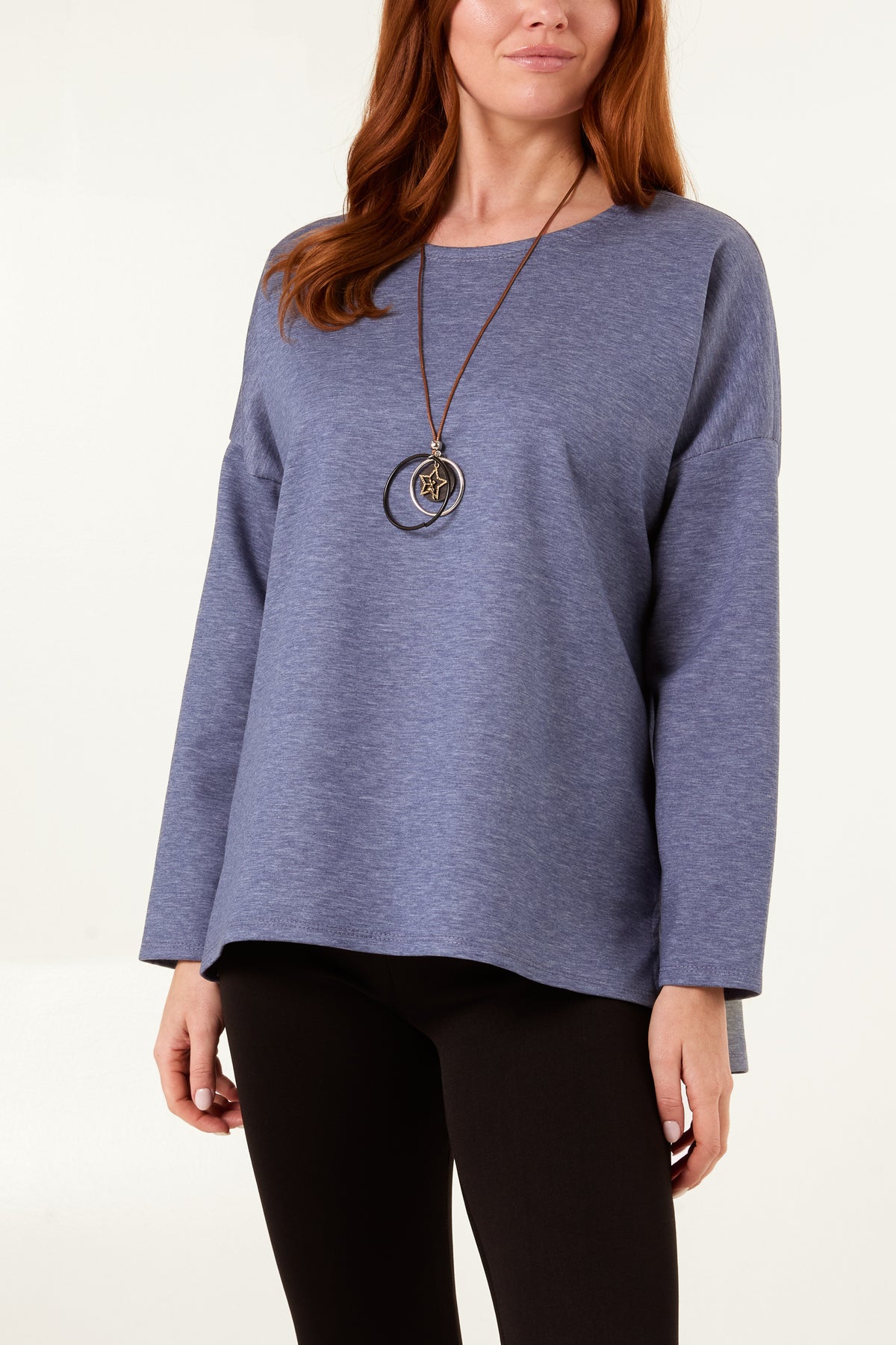 Necklace Round Neck Soft Touch Sweatshirt