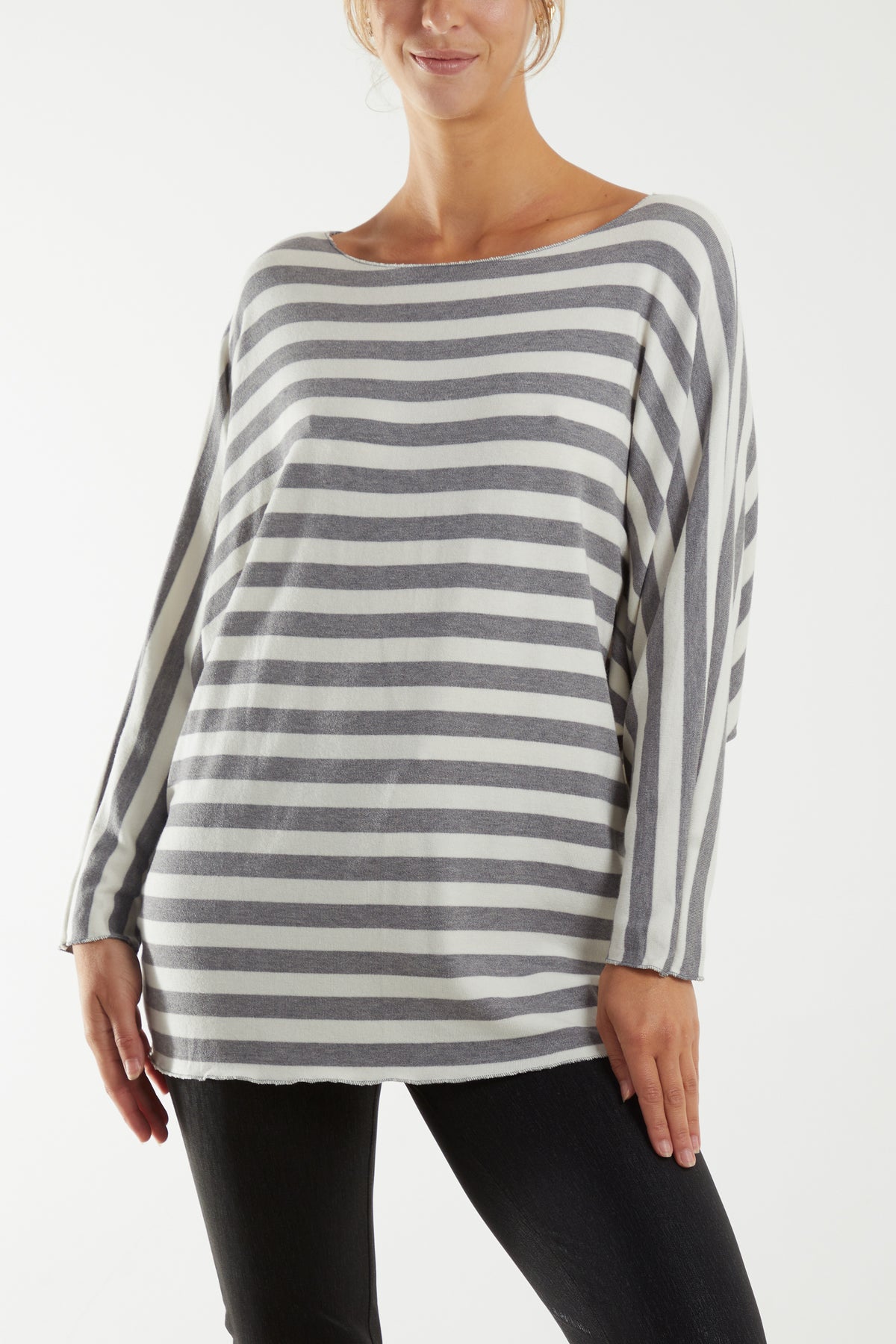 Striped Batwing Long Sleeve Top