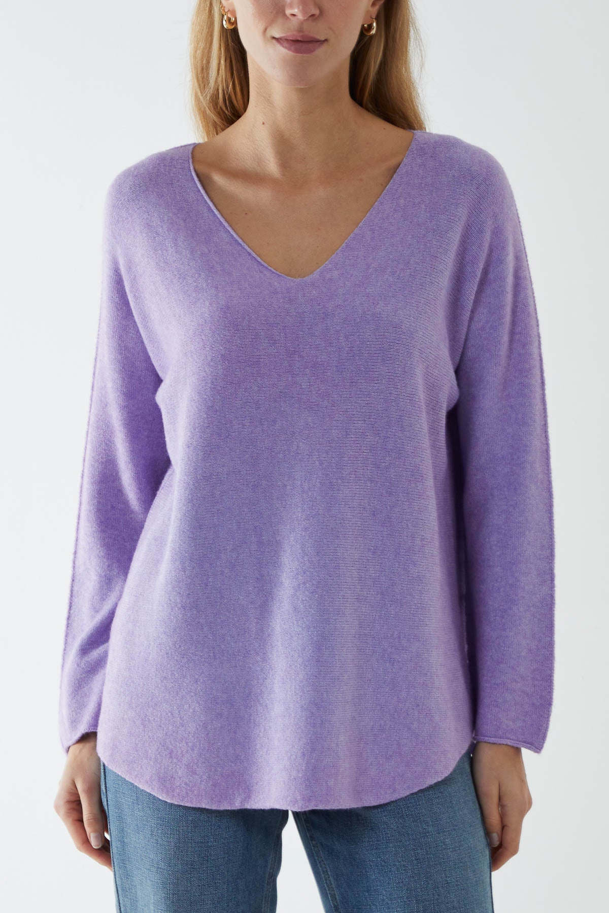 V Neck Jumper With Raw Edge