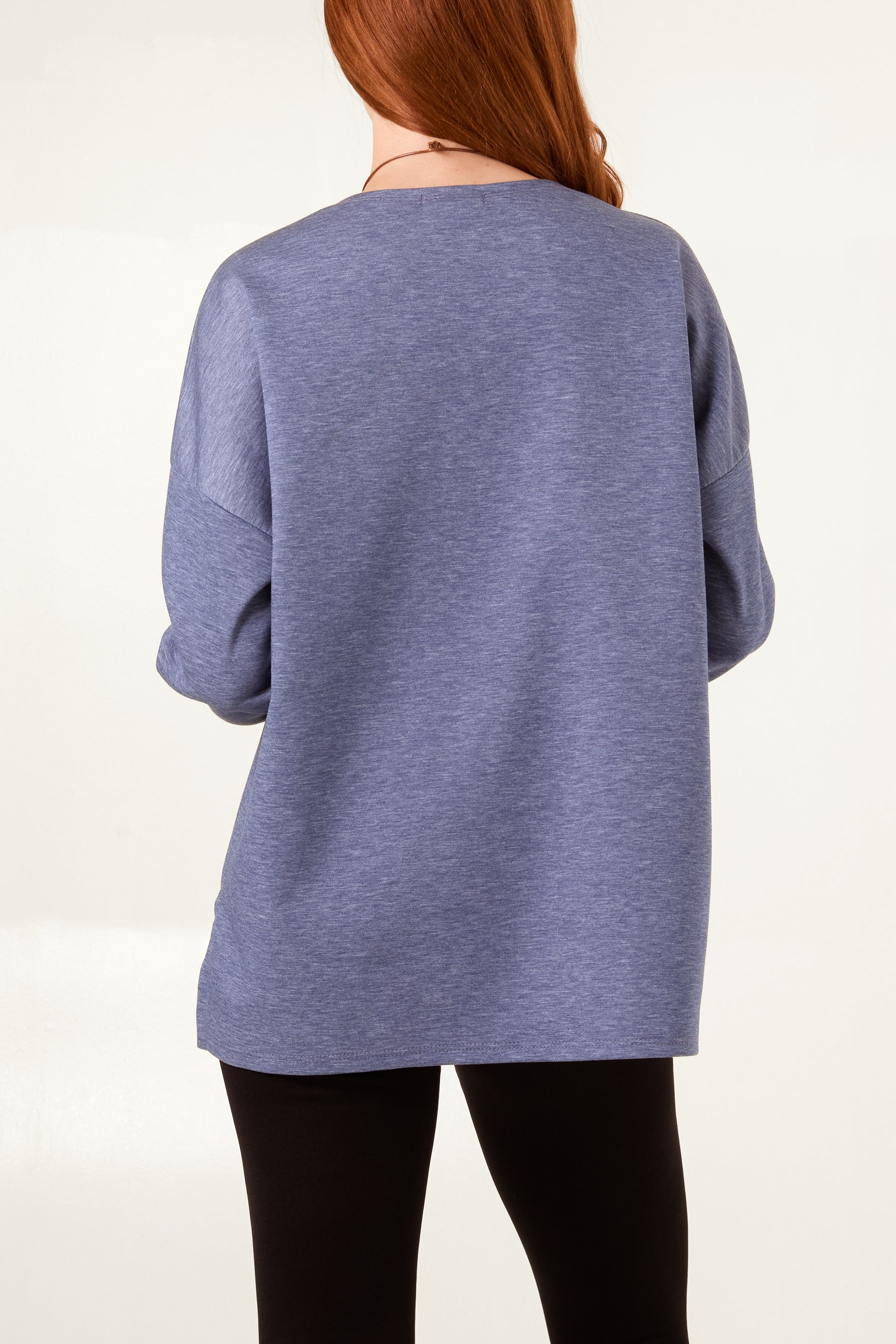 Necklace Round Neck Soft Touch Sweatshirt