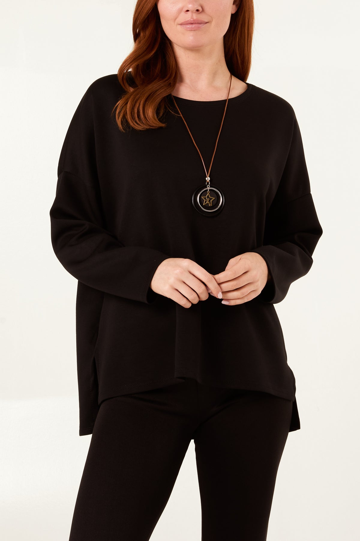 Necklace Round Neck Soft Touch Sweatshirt