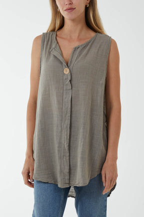 Oversized Sleeveless V-Neck  Top