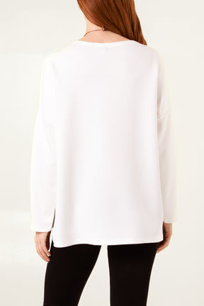 Necklace Round Neck Soft Touch Sweatshirt