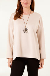 Necklace Round Neck Soft Touch Sweatshirt