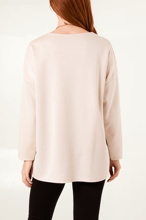 Necklace Round Neck Soft Touch Sweatshirt