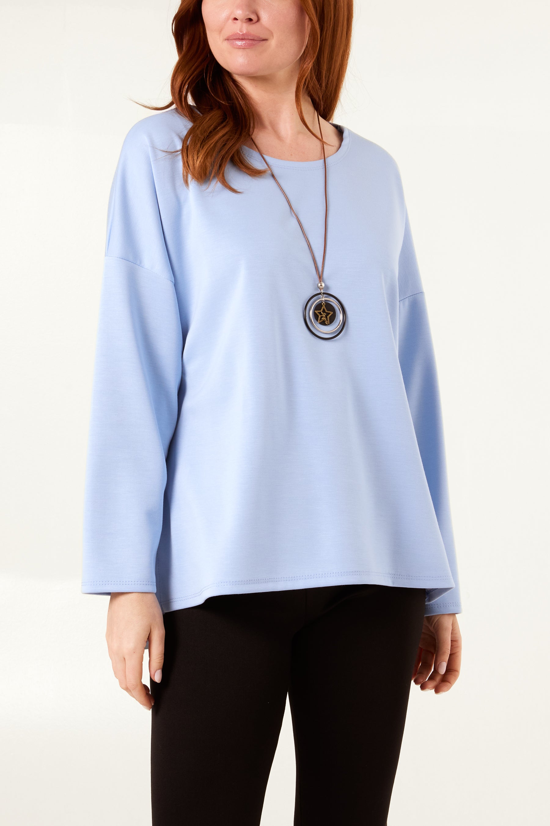 Necklace Round Neck Soft Touch Sweatshirt