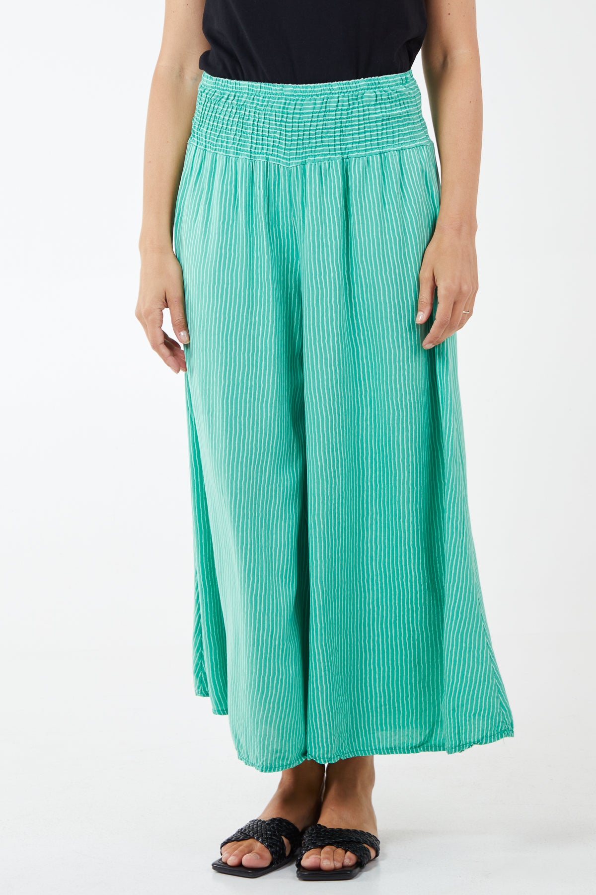 Pinstripe Wide Leg Trousers