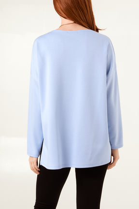 Necklace Round Neck Soft Touch Sweatshirt