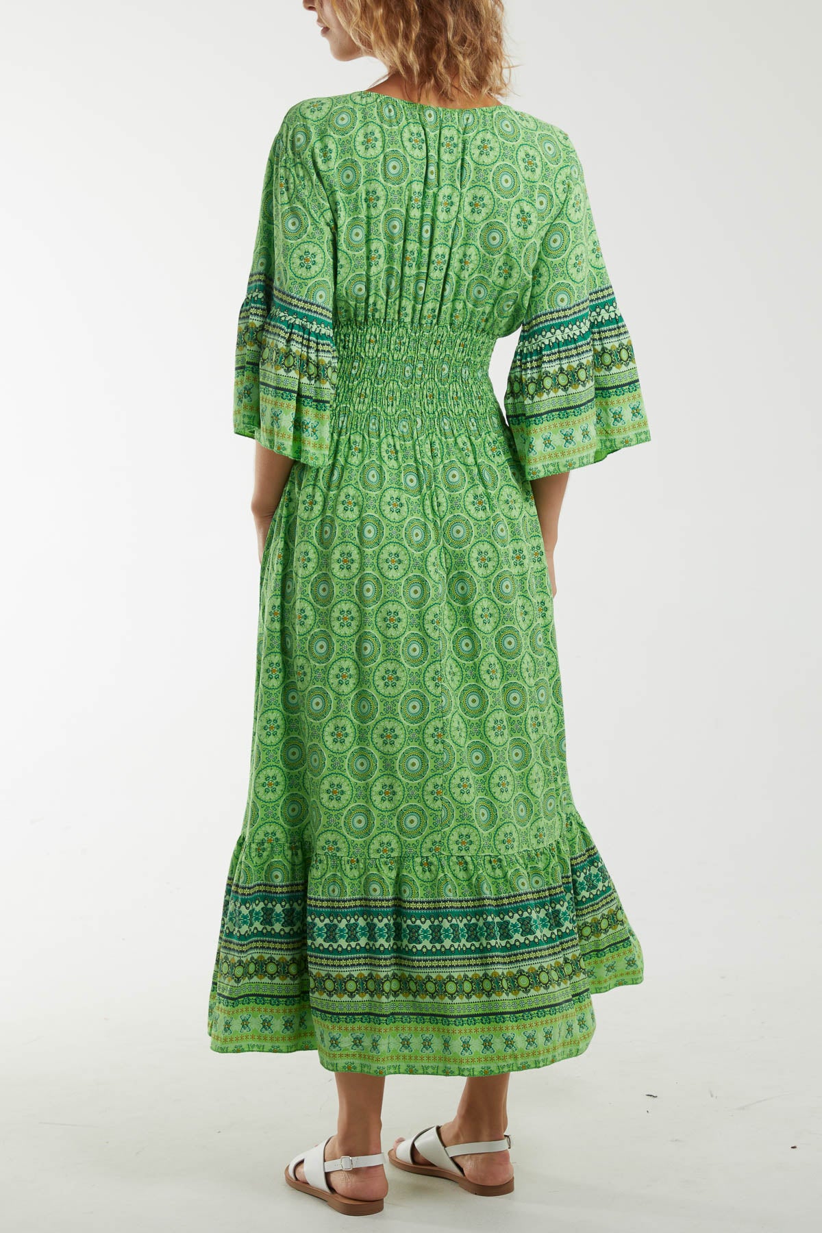 Mosaic Shirred Bodice Maxi Dress