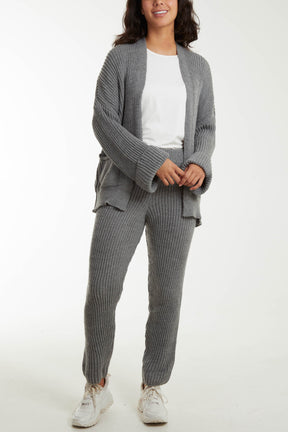 Ribbed Knit Cardigan & Joggers Co-Ord Set