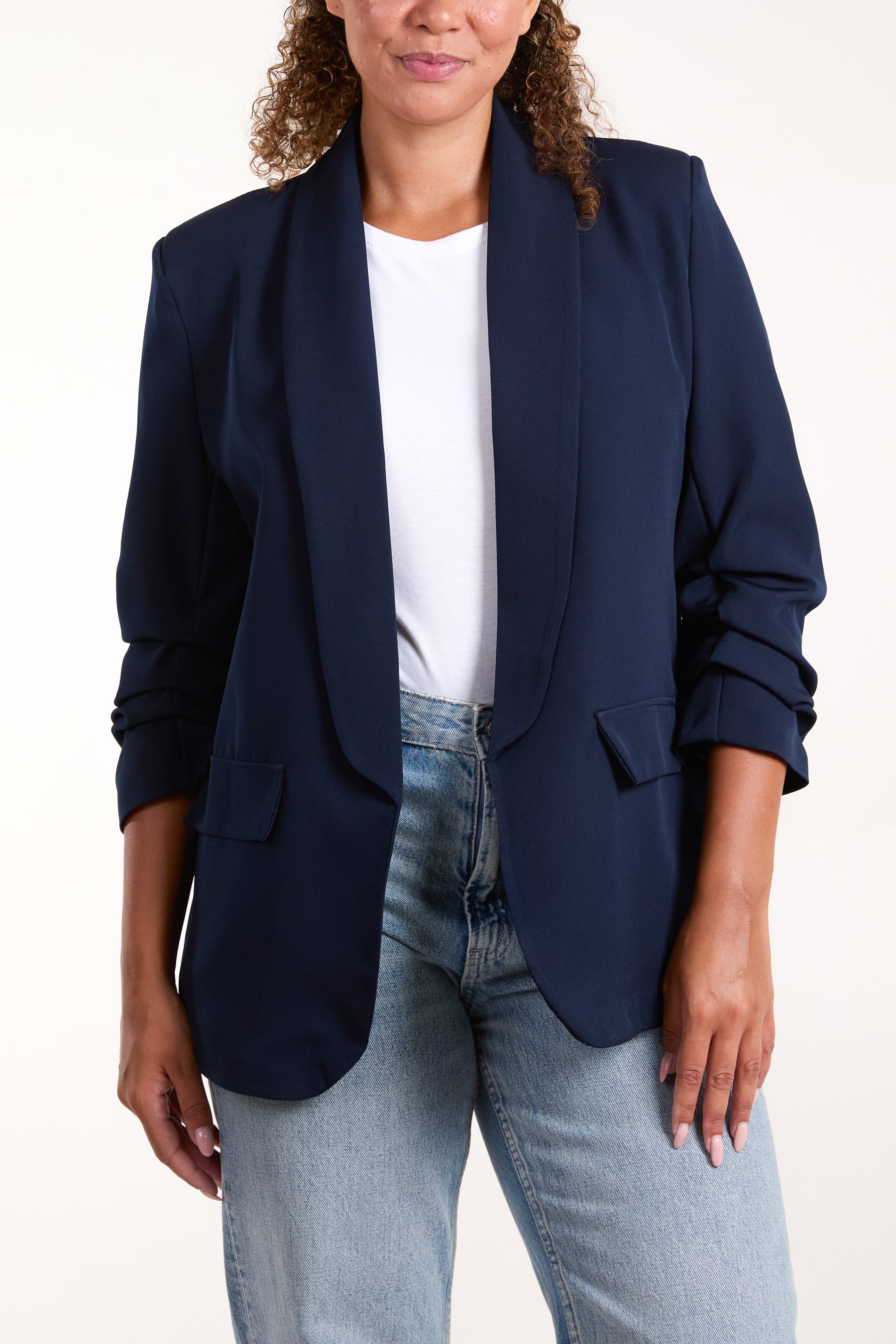 Ruched Sleeve Blazer