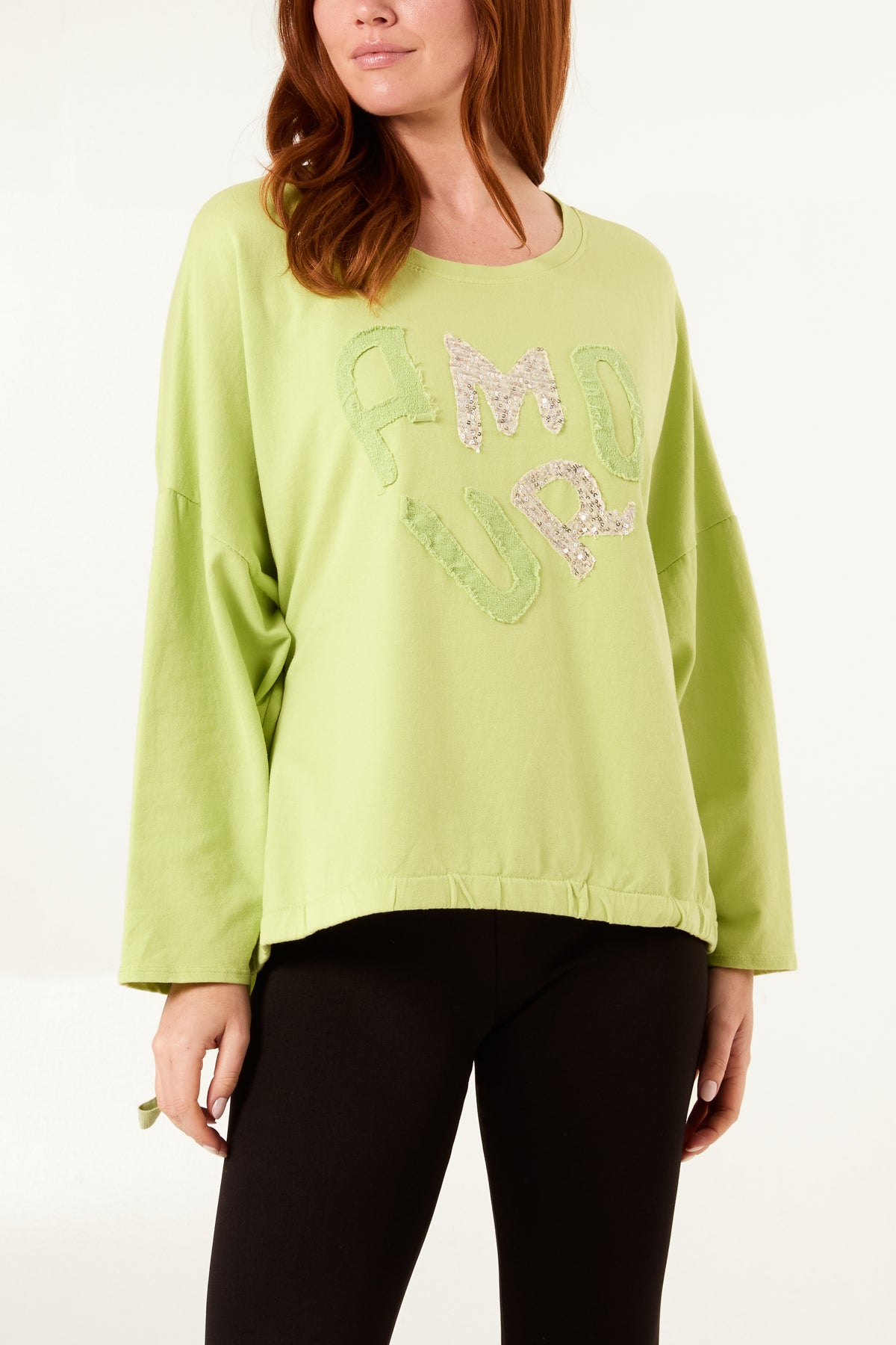 "Amour" Sequins Long Sleeve Cotton Top