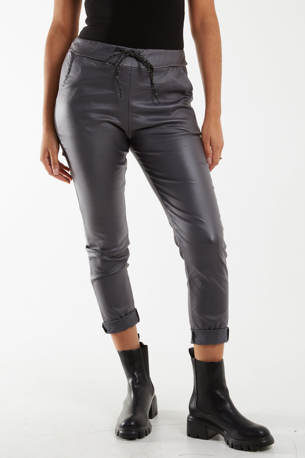 Magic Stretch PU Coated Crushed Trousers
