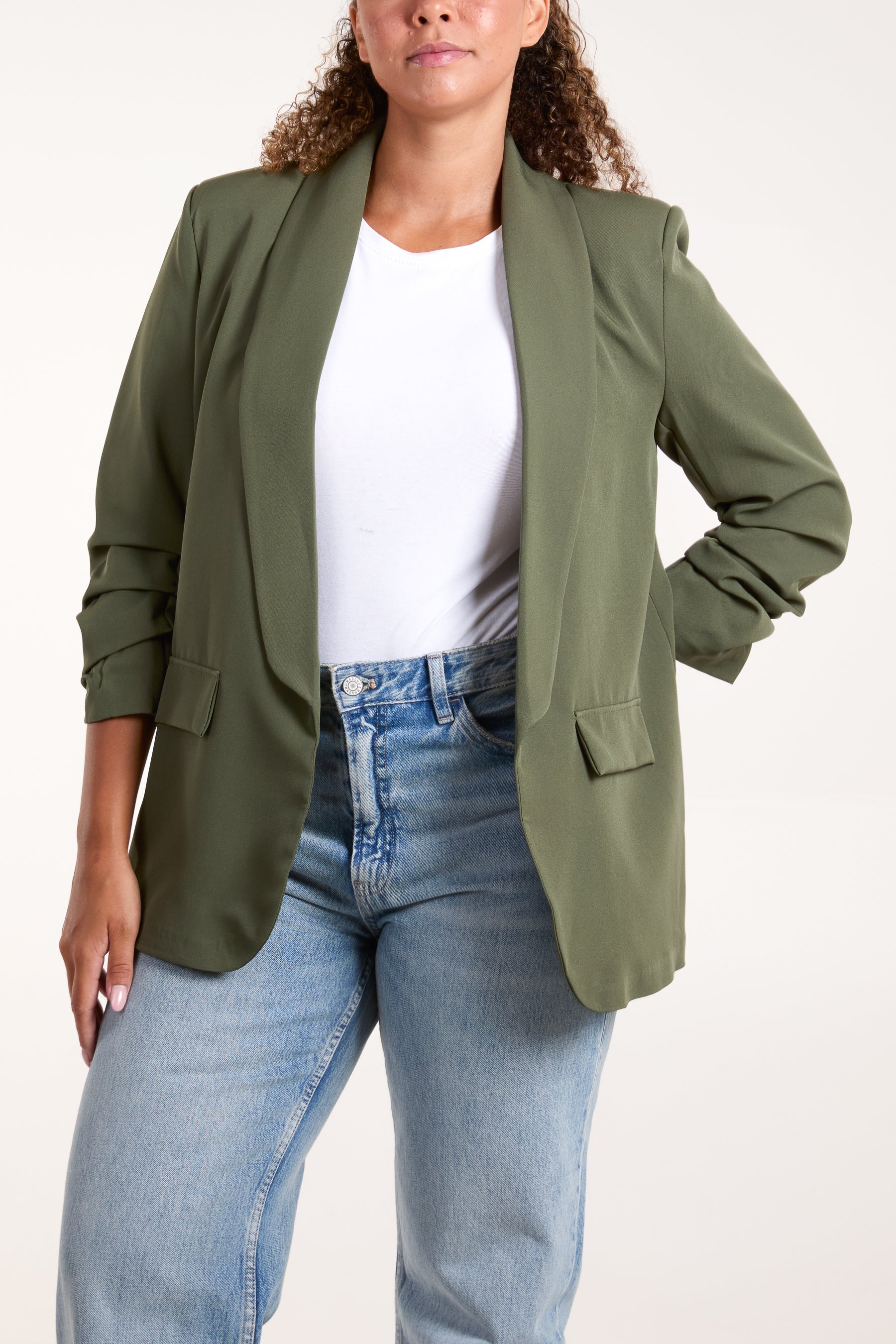 Ruched Sleeve Blazer