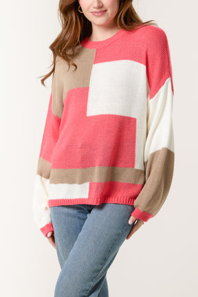 Colour Block Knit Jumper