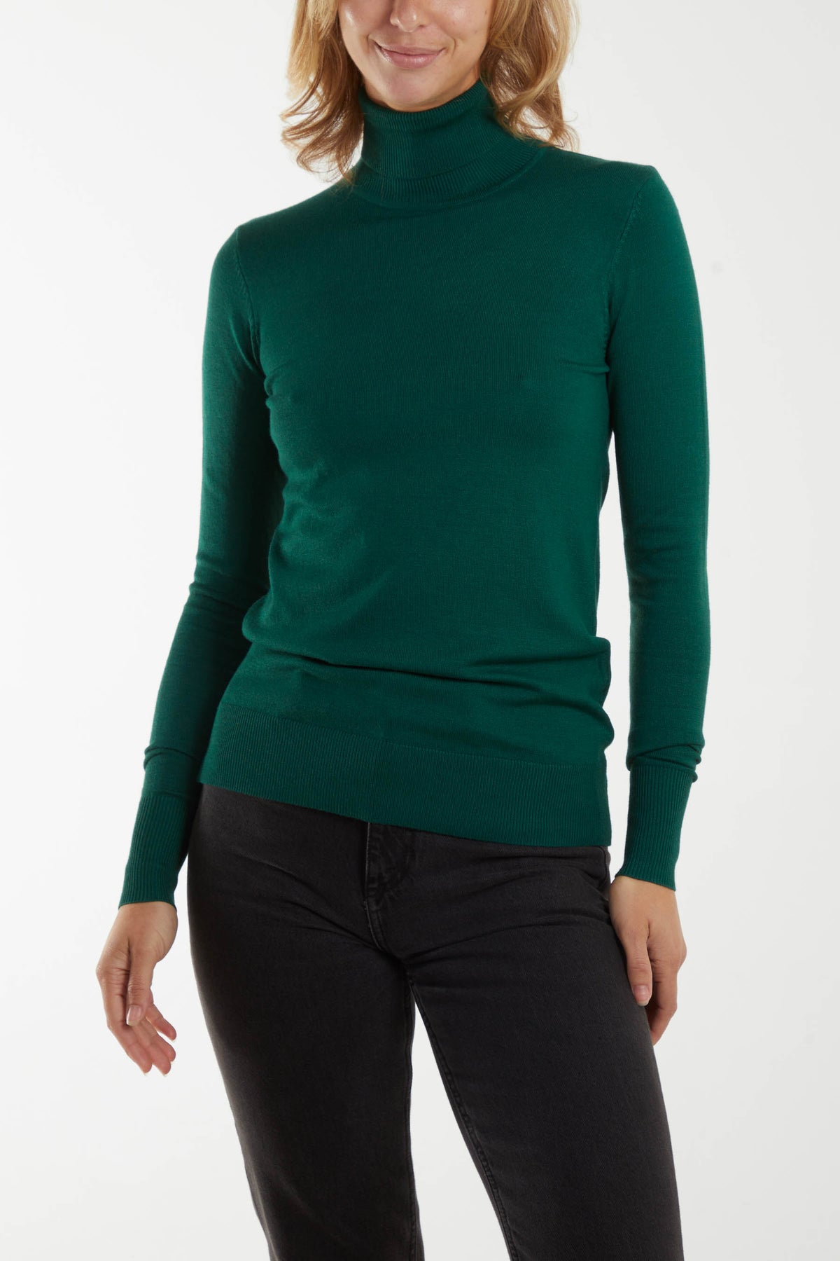 Jade Roll Neck Solid Top